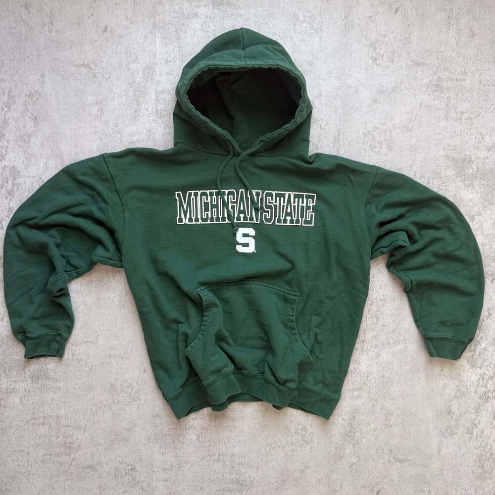 Vintage Michigan State University Hoodie Size XL Green Sweatshirt